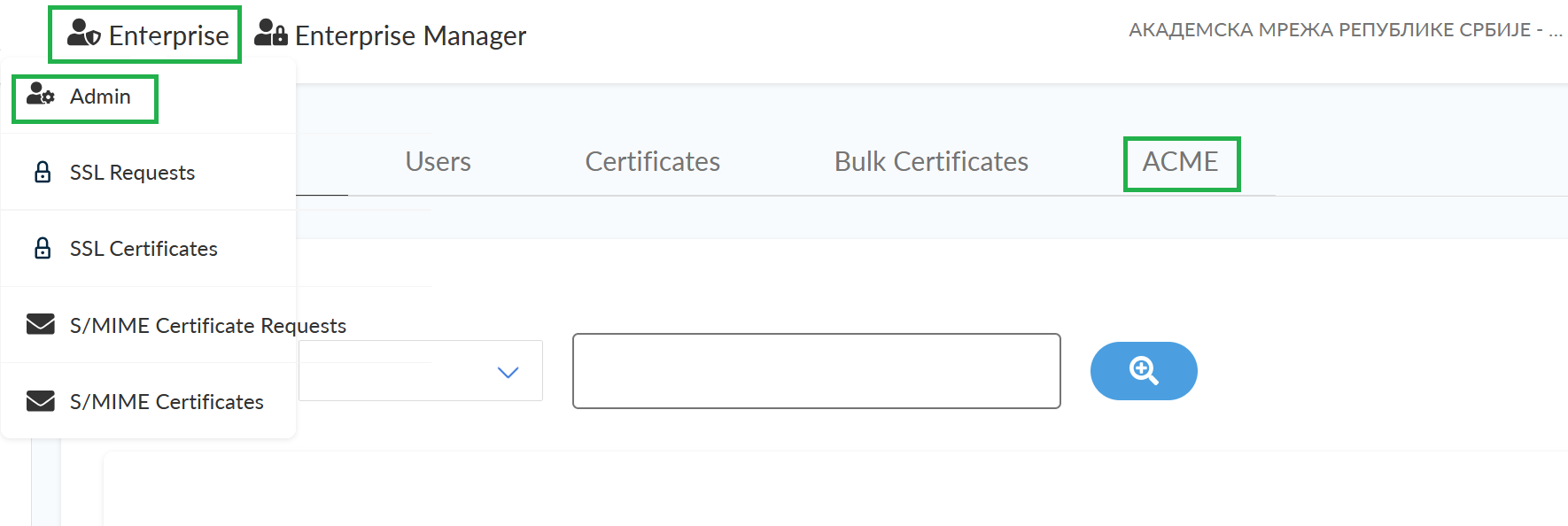 Kreiranje ACME EAB naloga, korak 1