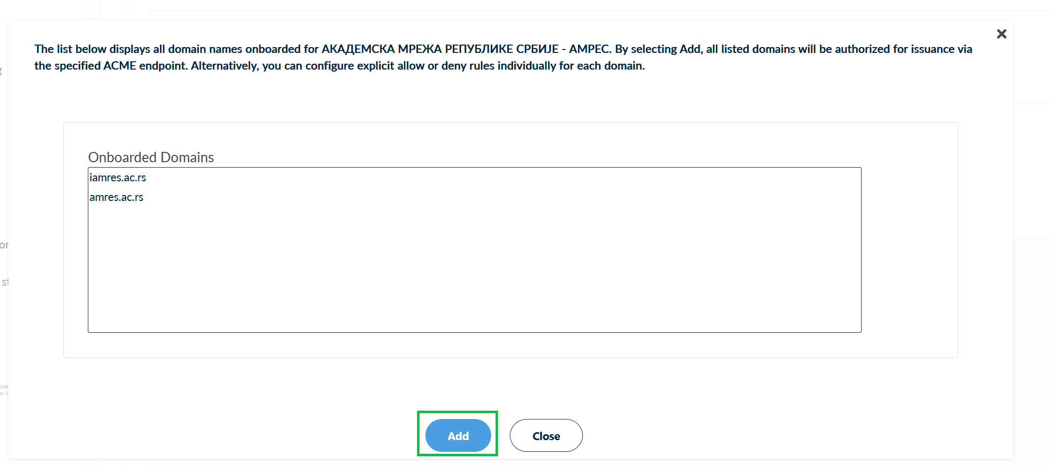 Kreiranje ACME naloga, korak 5